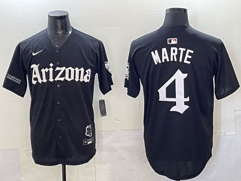 Men 2025 Arizona Diamondback 4 Marte black Joint Name Nike MLB Jersey style 001